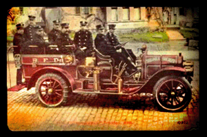 Postcard fire engine, Brockton, MA